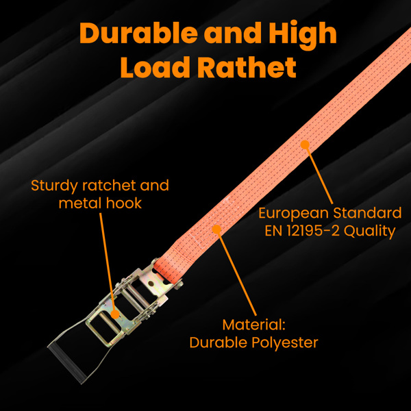 4X 重型棘轮捆绑带 38mm 2.9m 捆扎货物行李 2吨-6