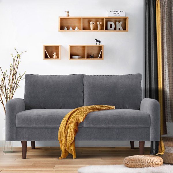 56.3 英寸天鹅绒圆臂公寓双人沙发