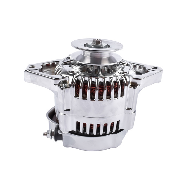 发电机 Chrome Mini Alternator Fits For GM Denso Style 12 Volt V-Belt 1 Wire Street Race-2