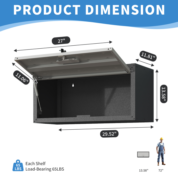 重型金属壁挂式工具储物柜钢制金属车库储物柜适用于车库车间需要组装-3