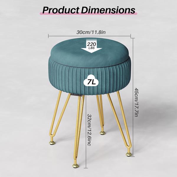 天鹅绒梳妆椅、奥斯曼梳妆台储物凳、现代别致的设计梳妆台椅（深绿色）-2