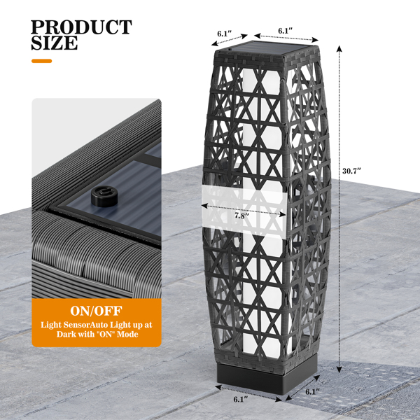 太阳能户外落地灯、户外太阳能灯、后院、门廊、花园、露台、甲板装饰用防水耐候庭院灯-6