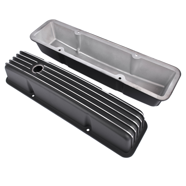 气门室盖 Valve Covers Fabricated Aluminum Polished for Chevy Small Block 283 302 305 327 350 400 1958-1986 Black-6