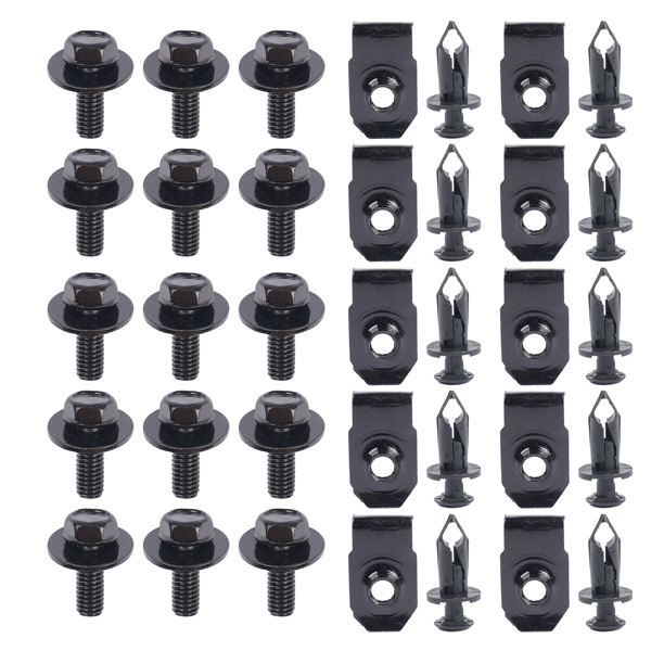 螺栓和U形螺母夹 35X Body Bolts U-nut Clips For Dodge M6 Engine Under Cover Splash Shield Guard-5