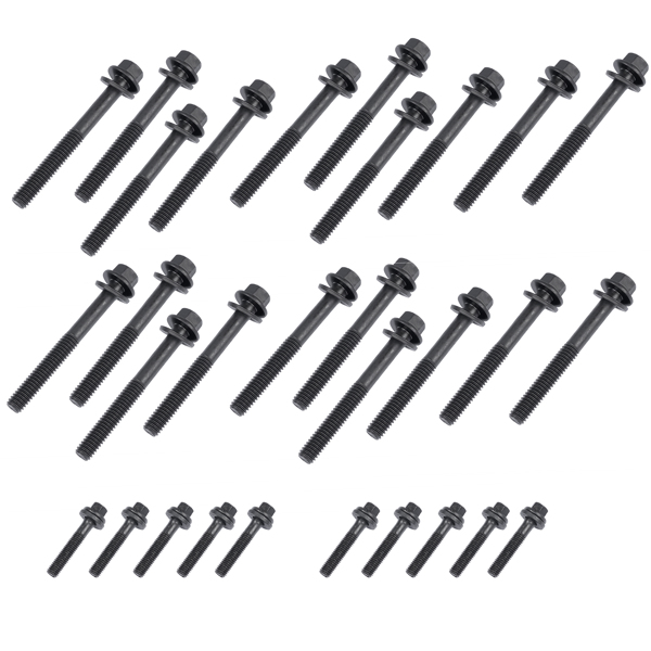 缸盖螺栓 Cylinder Head Bolt Kit Hex Head Black Oxide for Small Block Chevy Gen III LS 4.8L 5.3L 6.0L Engine 2004- 134-3610-5