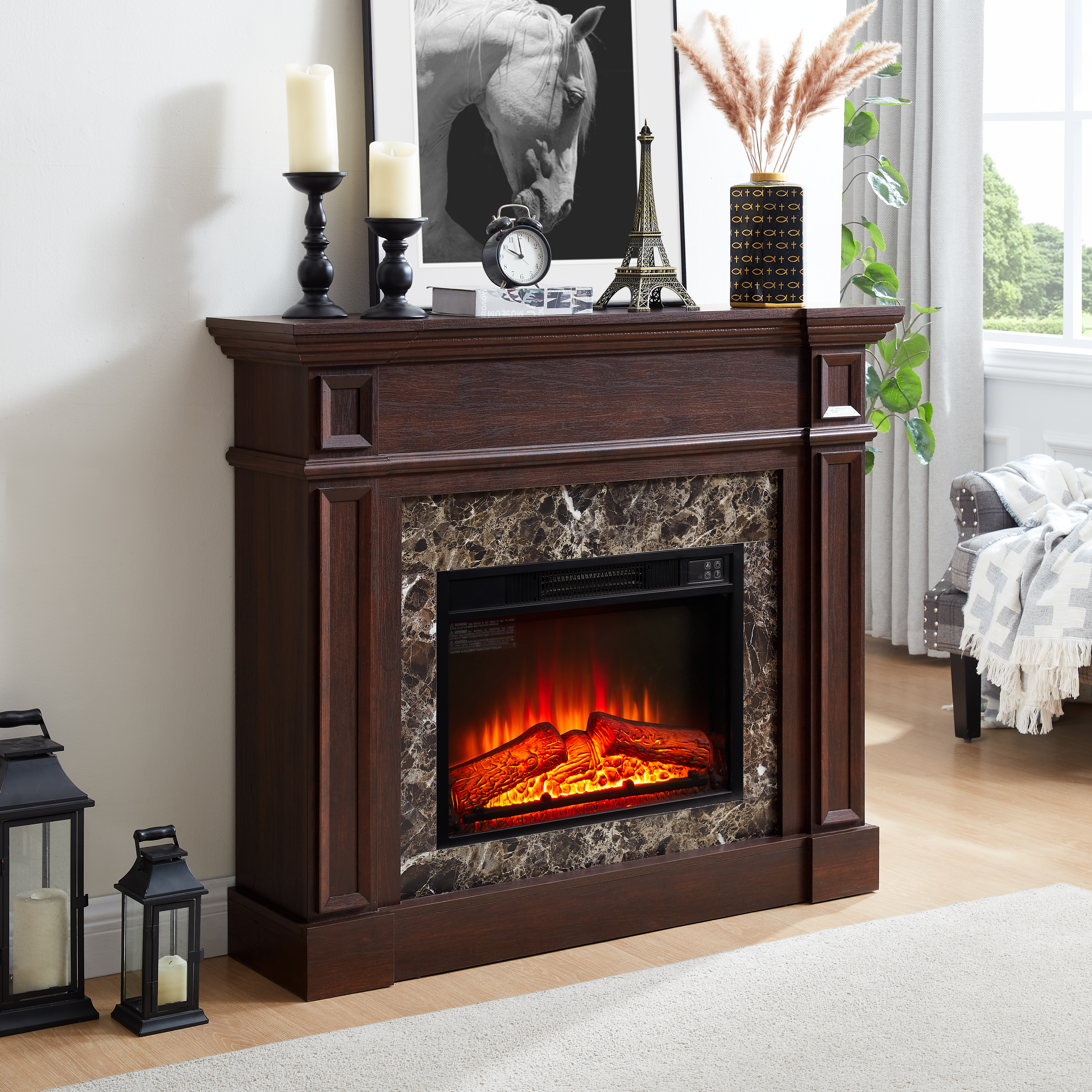 Cherry Wood Fireplace Mantel 45 Inch Wide 40 Inch High Decorative Surround - Picture 12 of 12