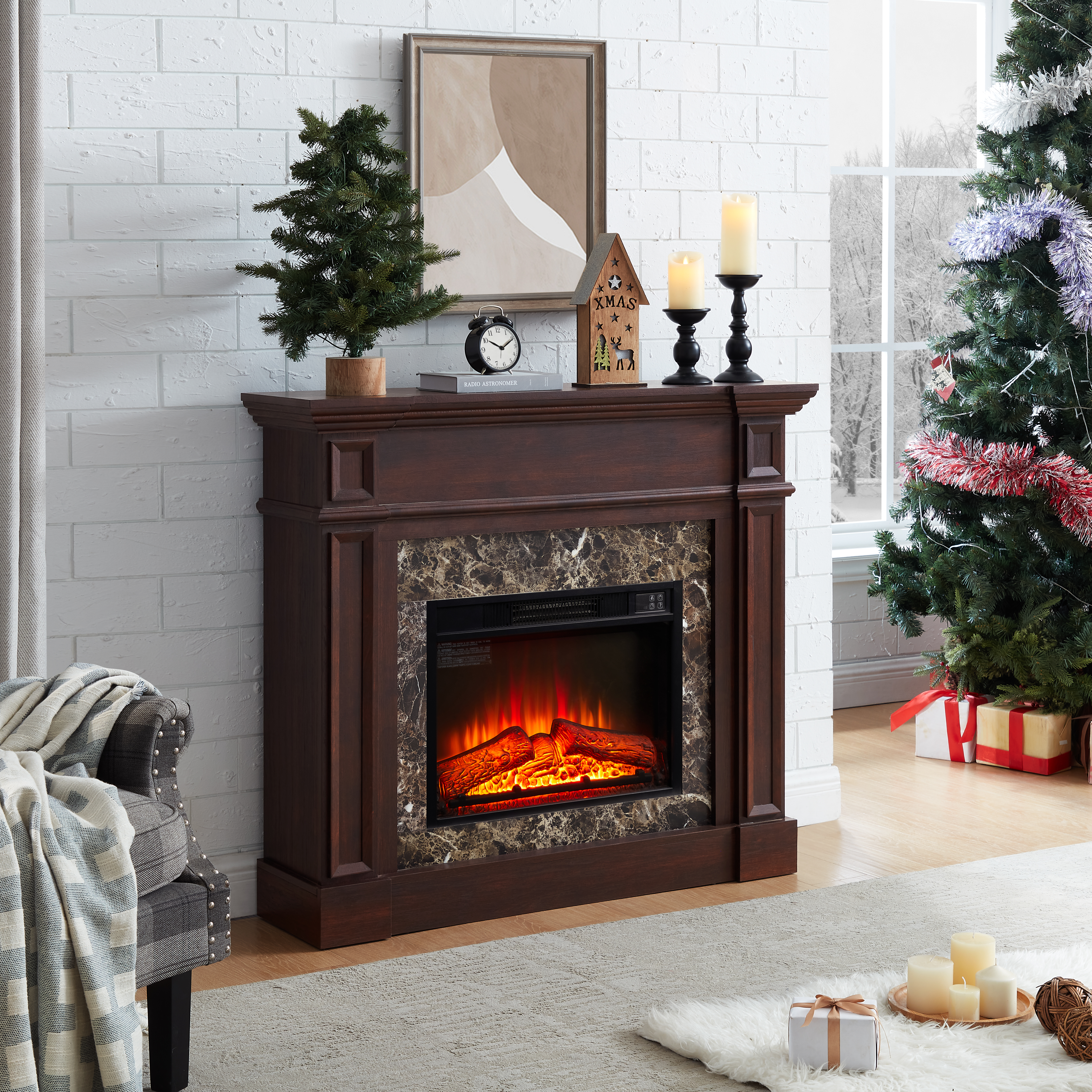 Cherry Wood Fireplace Mantel 45 Inch Wide 40 Inch High Decorative Surround - Picture 2 of 12