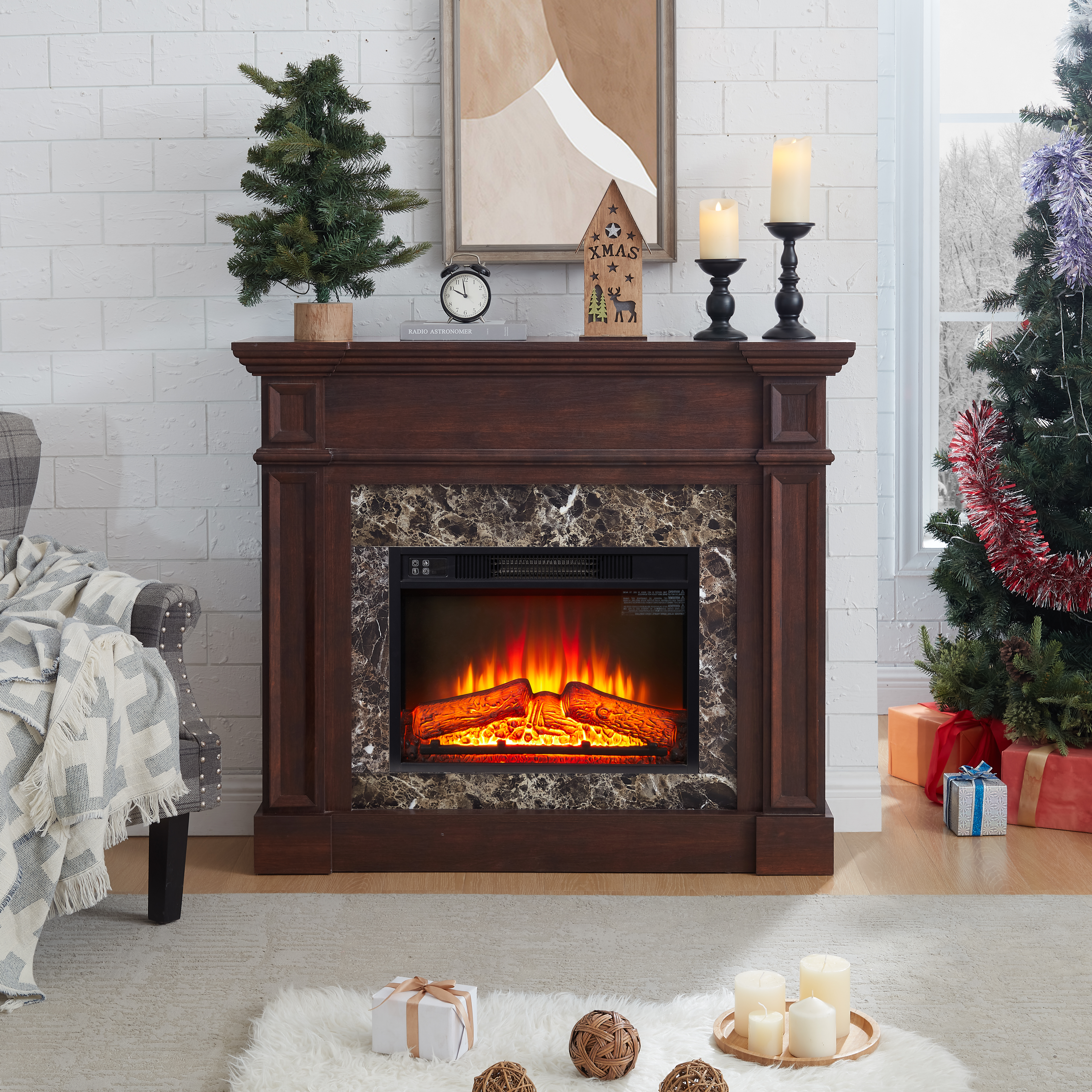 Cherry Wood Fireplace Mantel 45 Inch Wide 40 Inch High Decorative Surround