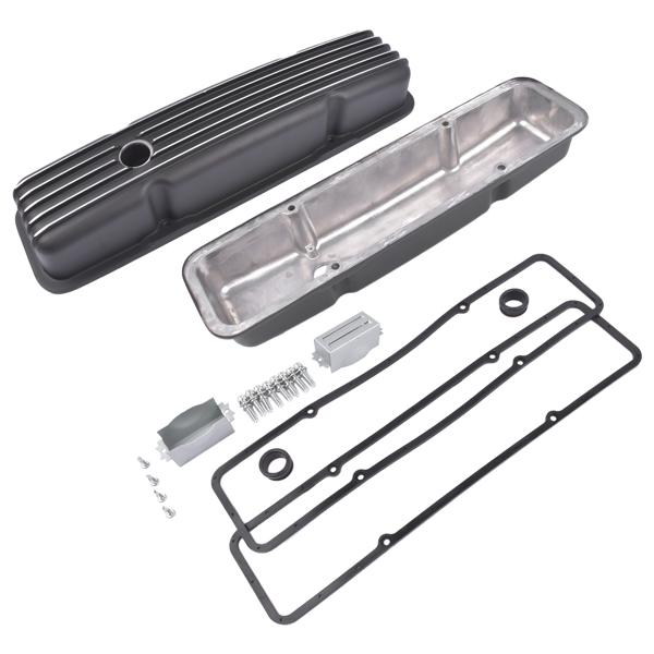 气门室盖 Black Aluminum Short Valve Covers Fits for 1958-1986 SBC 283 302 305 327 350 400-2