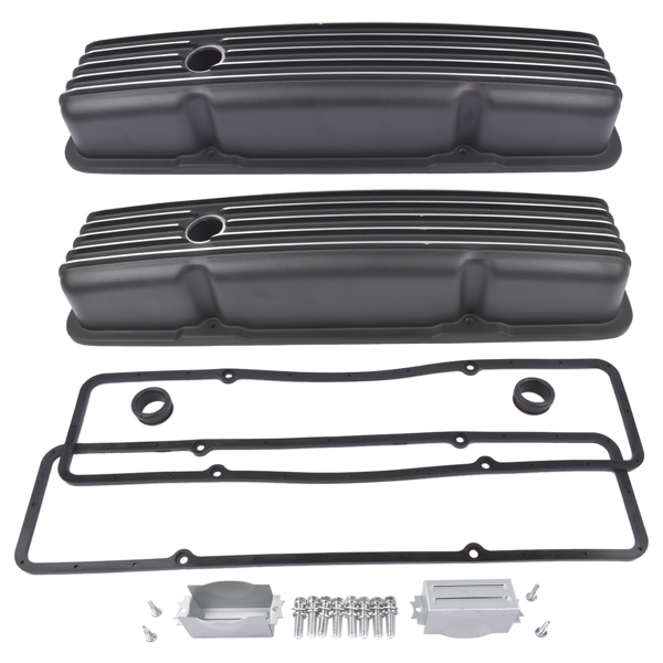 气门室盖 Black Aluminum Short Valve Covers Fits for 1958-1986 SBC 283 302 305 327 350 400-1