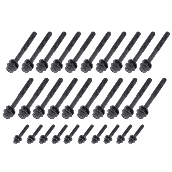 缸盖螺栓 Cylinder Head Bolt Kit Hex Head Black Oxide for Small Block Chevy Gen III LS 4.8L 5.3L 6.0L Engine 2004- 134-3610-2