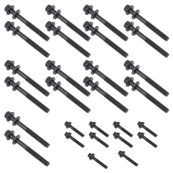 缸盖螺栓 Cylinder Head Bolt Kit Hex Head Black Oxide for Small Block Chevy Gen III LS 4.8L 5.3L 6.0L Engine 2004- 134-3610-4