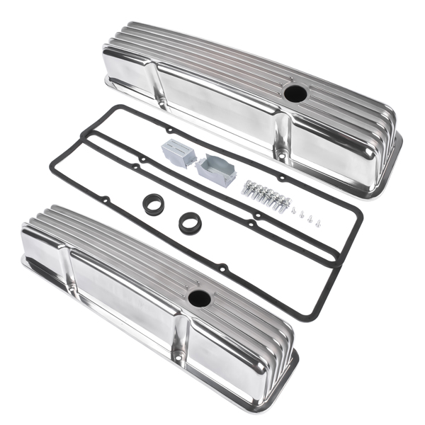 气门室盖 Finned Aluminum Tall Valve Covers with Bolts for Chevrolet Small Block 283 302 305 327 350 400 1958-1986-7