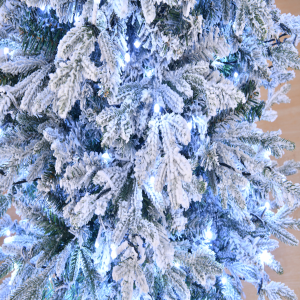 6ft 绿色植绒 250灯 暖白双色10模式 709枝头 自动树结构 田园风铁盆底座 PVC材质 圣诞树 美规  JSNDIJNCSDI-13