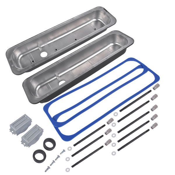 气门室盖 Black Aluminum Short Finned Valve Cover w/ Gasket For SBC 1987-1997 Small Block Chevy 5.0L 5.7L 305 350 Engines-5