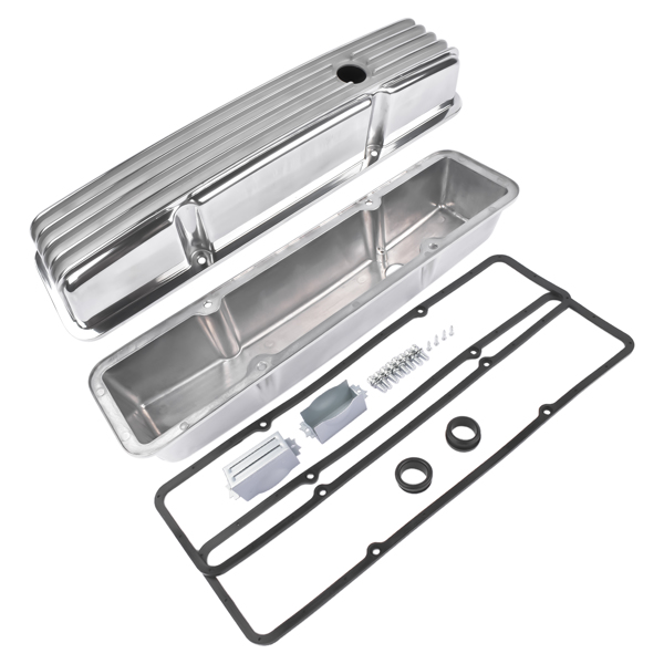 气门室盖 Finned Aluminum Tall Valve Covers with Bolts for Chevrolet Small Block 283 302 305 327 350 400 1958-1986-3