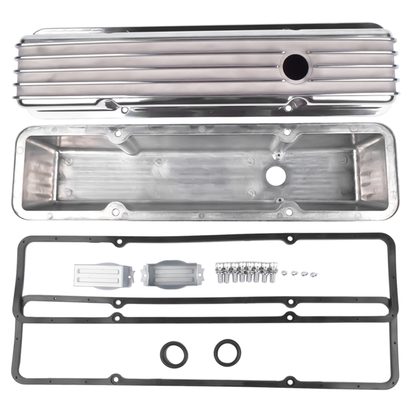 气门室盖 Finned Aluminum Tall Valve Covers with Bolts for Chevrolet Small Block 283 302 305 327 350 400 1958-1986-6