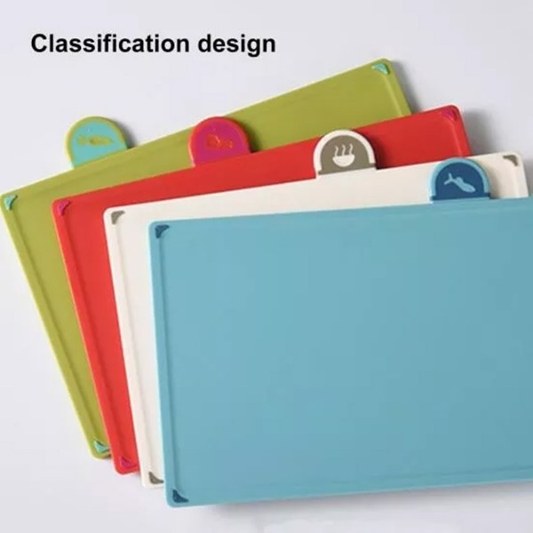 ​​​COLOURED 4X CHOPPING BOARD SET NON-SLIP INDEX CUTTING BOARD WITH STAND ZENO-13