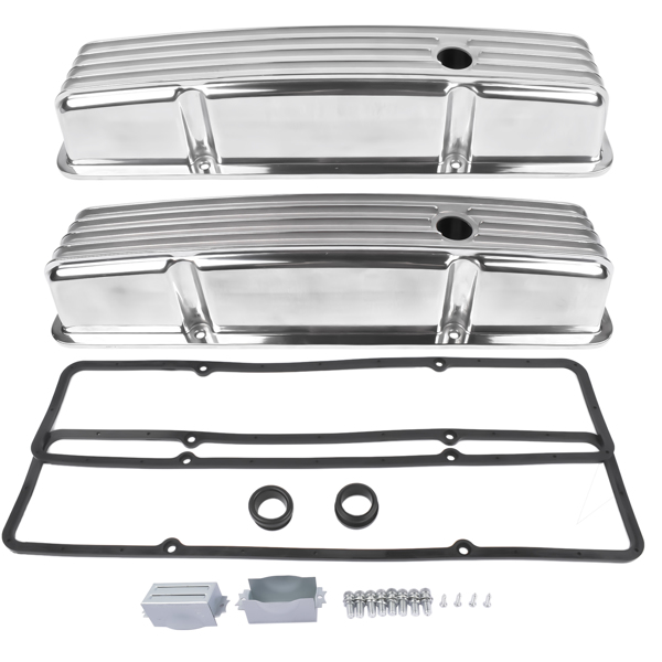 气门室盖 Finned Aluminum Tall Valve Covers with Bolts for Chevrolet Small Block 283 302 305 327 350 400 1958-1986-1