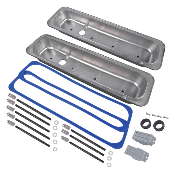 气门室盖 Black Aluminum Short Finned Valve Cover w/ Gasket For SBC 1987-1997 Small Block Chevy 5.0L 5.7L 305 350 Engines-7