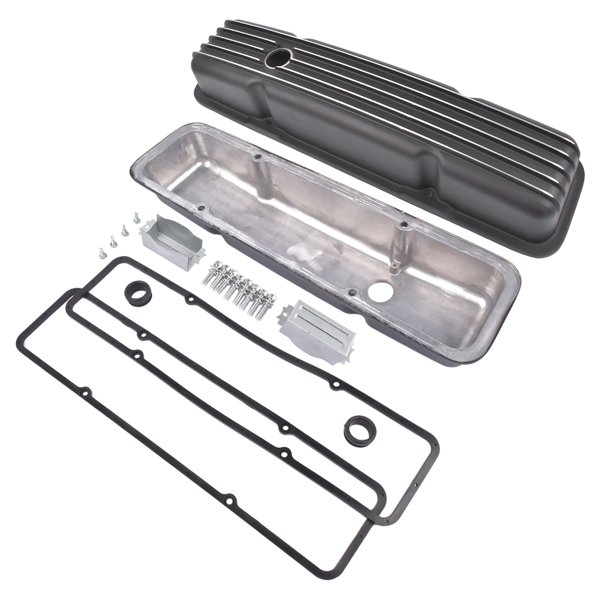 气门室盖 Black Aluminum Short Valve Covers Fits for 1958-1986 SBC 283 302 305 327 350 400-4