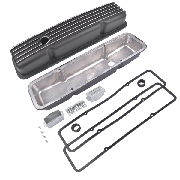 气门室盖 Black Aluminum Short Valve Covers Fits for 1958-1986 SBC 283 302 305 327 350 400-3