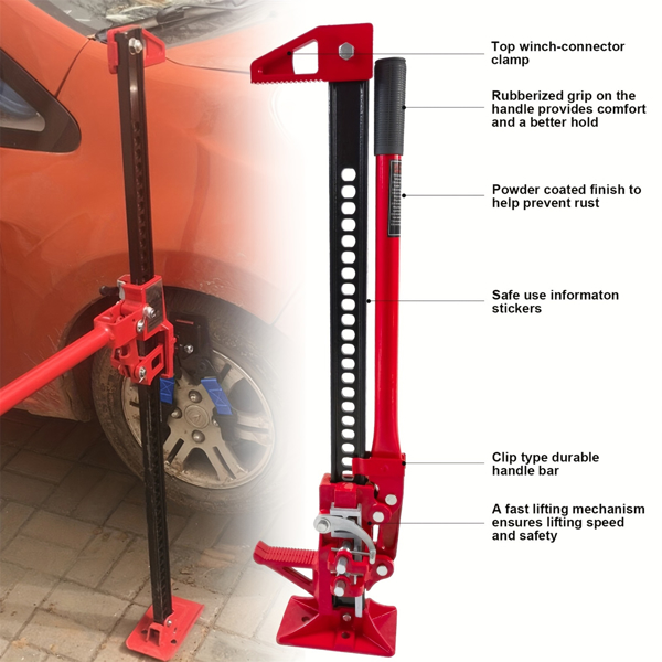 48'' Universal Farm Jack Tractor Truck SUV Bumper Jack Ratcheting Off Road Trail Jack 3-Ton Capacity Lift Bumper Utility-11