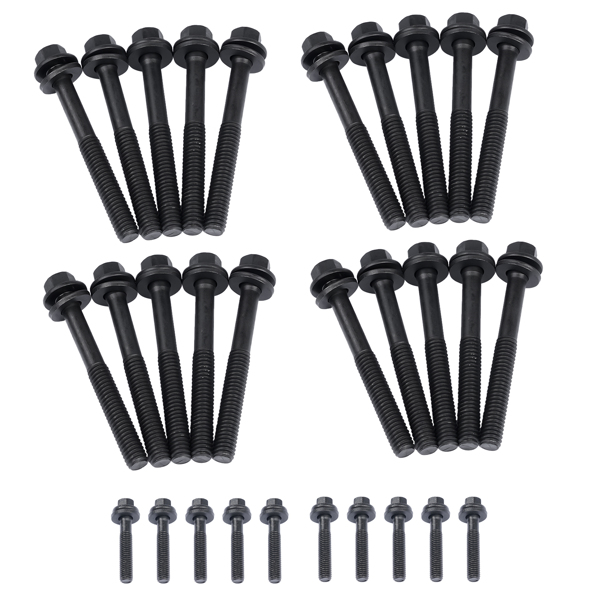 缸盖螺栓 Cylinder Head Bolt Kit Hex Head Black Oxide for Small Block Chevy Gen III LS 4.8L 5.3L 6.0L Engine 2004- 134-3610-1