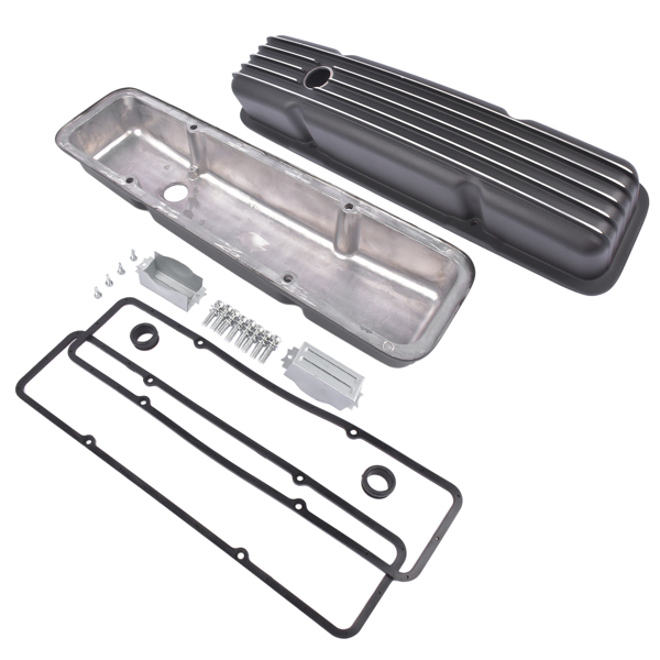 气门室盖 Black Aluminum Short Valve Covers Fits for 1958-1986 SBC 283 302 305 327 350 400-5