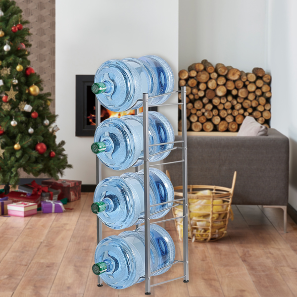 4层水壶架，5加仑可拆卸水瓶架组织储物架，银色（禁售temu,周末不发货）