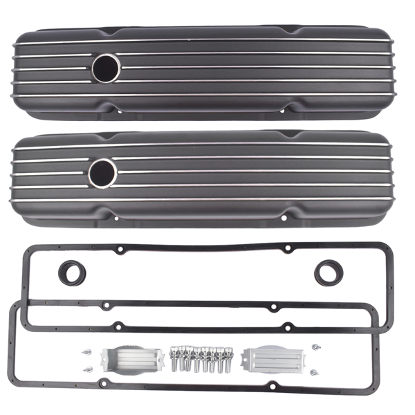 气门室盖 Black Aluminum Short Valve Covers Fits for 1958-1986 SBC 283 302 305 327 350 400-7