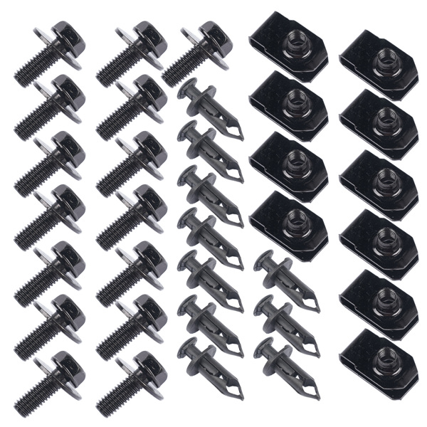 螺栓和U形螺母夹 35X Body Bolts U-nut Clips For Dodge M6 Engine Under Cover Splash Shield Guard-6