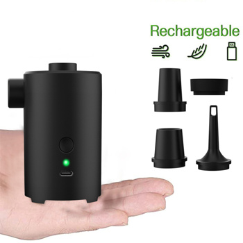 便携式电动气泵，3600mAh，带4个喷嘴的气垫泵，超高充气率450l/min，适用于气垫、泳池玩具