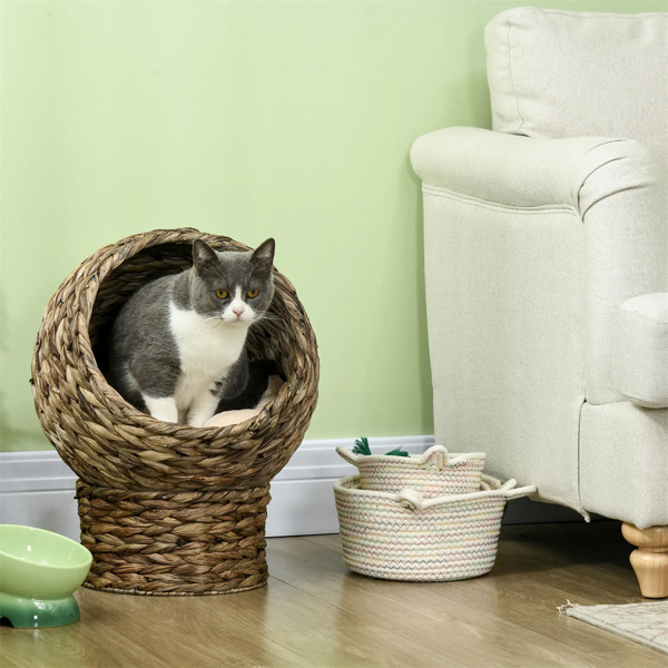 23.5" H灰色猫床，带软垫，猫篮床，猫屋 （amazon shipping-发货，WALMART禁止销售）-4