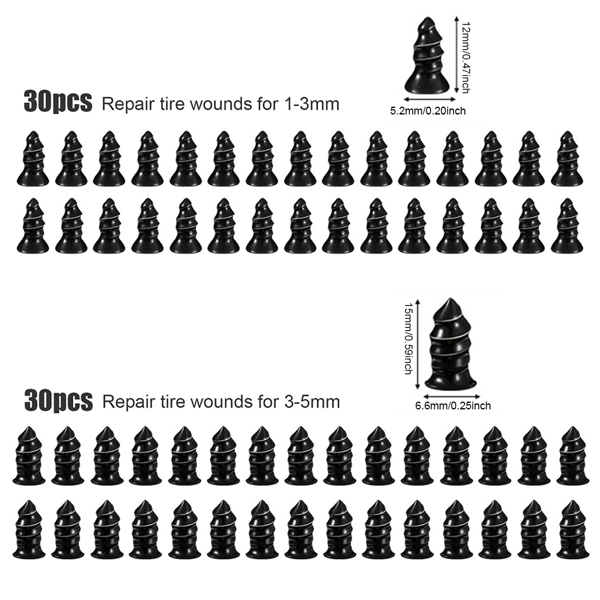 快速真空补胎橡胶钉 30个大号+30个小号+螺丝刀(周末不发货)-9