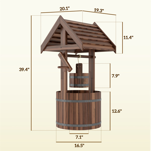 木制许愿井、花盆 /种植箱（周末不发货）（ Amazon Shipping）（WalMart禁售）-4