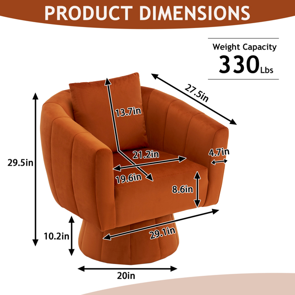 南瓜造型 旋转 圈椅 绒布 75*70*74CM 烧橙色 室内圈椅-4