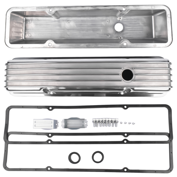 气门室盖 Finned Aluminum Tall Valve Covers with Bolts for Chevrolet Small Block 283 302 305 327 350 400 1958-1986-8