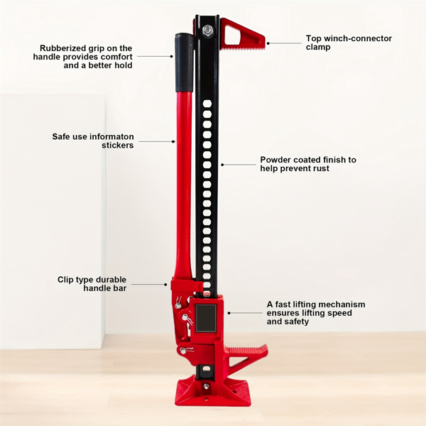 48'' Universal Farm Jack Tractor Truck SUV Bumper Jack Ratcheting Off Road Trail Jack 3-Ton Capacity Lift Bumper Utility-13