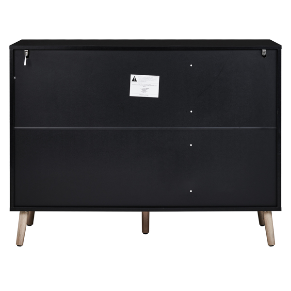 3门立柜型带高脚椭圆型藤面 鞋柜 刨花板+塑料藤 113*40*83.5cm 黑色框架+原木色藤面+金色高脚-12
