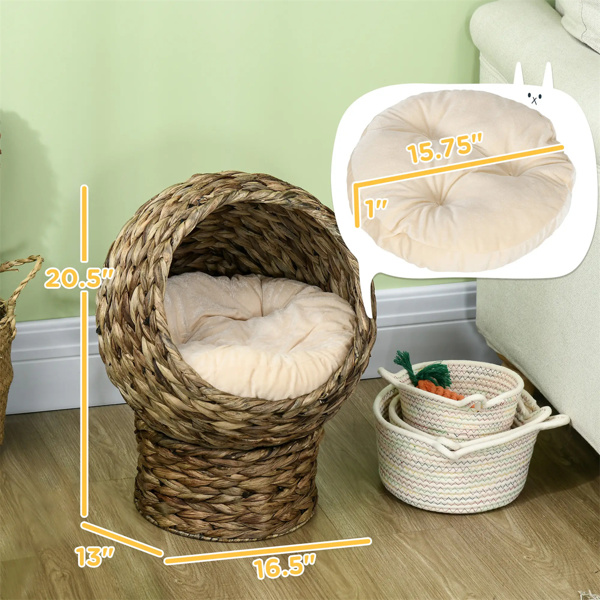 23.5" H灰色猫床，带软垫，猫篮床，猫屋 （amazon shipping-发货，WALMART禁止销售）-5
