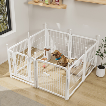 狗狗围栏 8 片 24 英寸高重型狗栅栏小狗围栏 适用于大中型犬小型犬室内室外可折叠宠物锻炼围栏