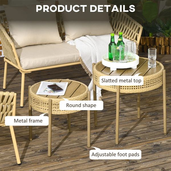 Brown PE Wicker Patio End Table Set -8