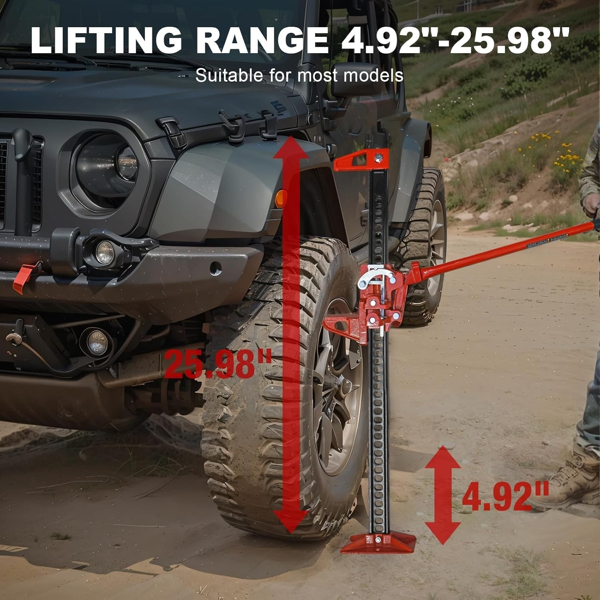 48'' Universal Farm Jack Tractor Truck SUV Bumper Jack Ratcheting Off Road Trail Jack 3-Ton Capacity Lift Bumper Utility-7