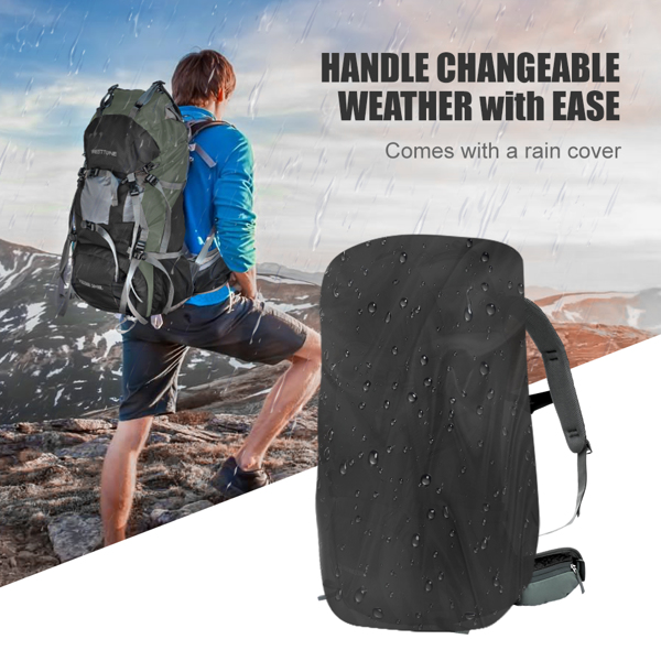  60L户外登山包带内部框架，赠防雨罩,灰色（亚马逊物流）（沃尔玛禁售）（周末不发货）-6