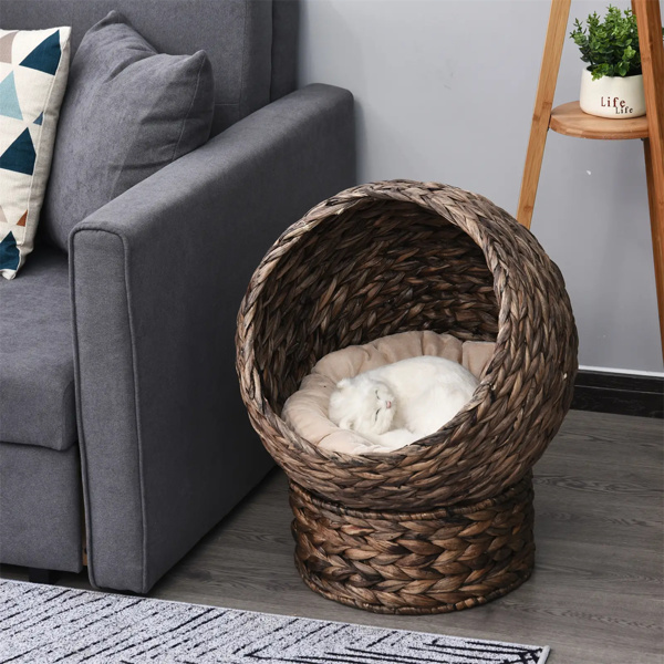 19.75“长x 16.5”宽x 23.5“高猫床，配有软垫，猫篮子床猫屋 灰色 （amazon shipping-发货，WALMART禁止销售）-4