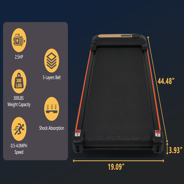 木纹装饰步行垫 家用办公室办公桌下跑步机 - 2.5HP 步行跑步机，带倾斜度 0.5-4MPH 300LBS 容量跑步机，适合步行跑步 - 遥控器-3