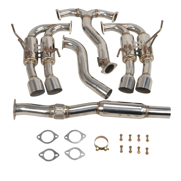 Exhaust Header Fit For Subaru WRX / STI 2015+ R400 Gemini Quad Tips Exhaust MT001136(Ban the sale oF Amazon & Temu)(No refunds without reason)-1