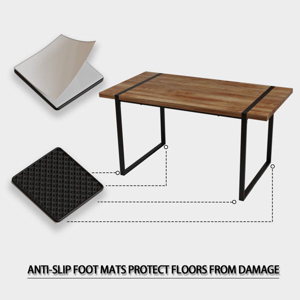 59英寸餐桌现代工业矩形MDF天然木色，4-6人，1.5英寸厚工程木桌面和黑色矩形金属腿，办公桌，休闲桌，游戏桌，会议桌，适合写字台，厨房，露台，餐厅，客厅，家庭和厨房-7