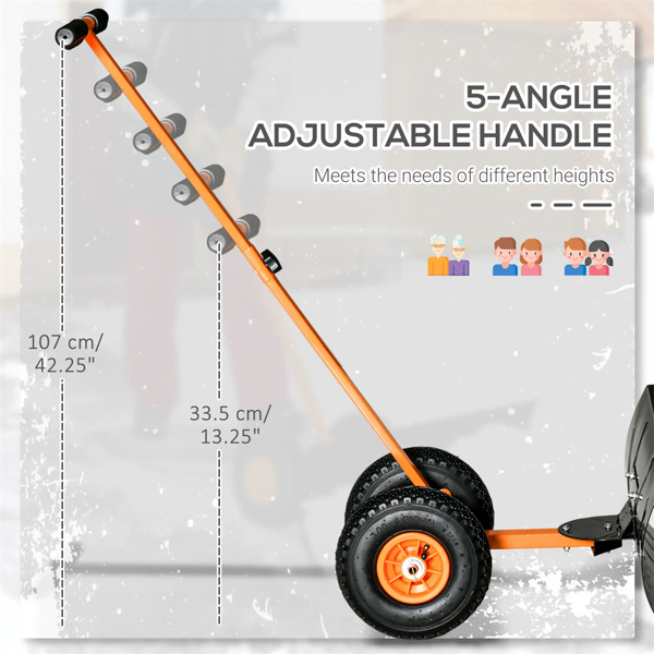 29"  Blade Rolling Snow Shovel Rolling Pusher   Orange-6
